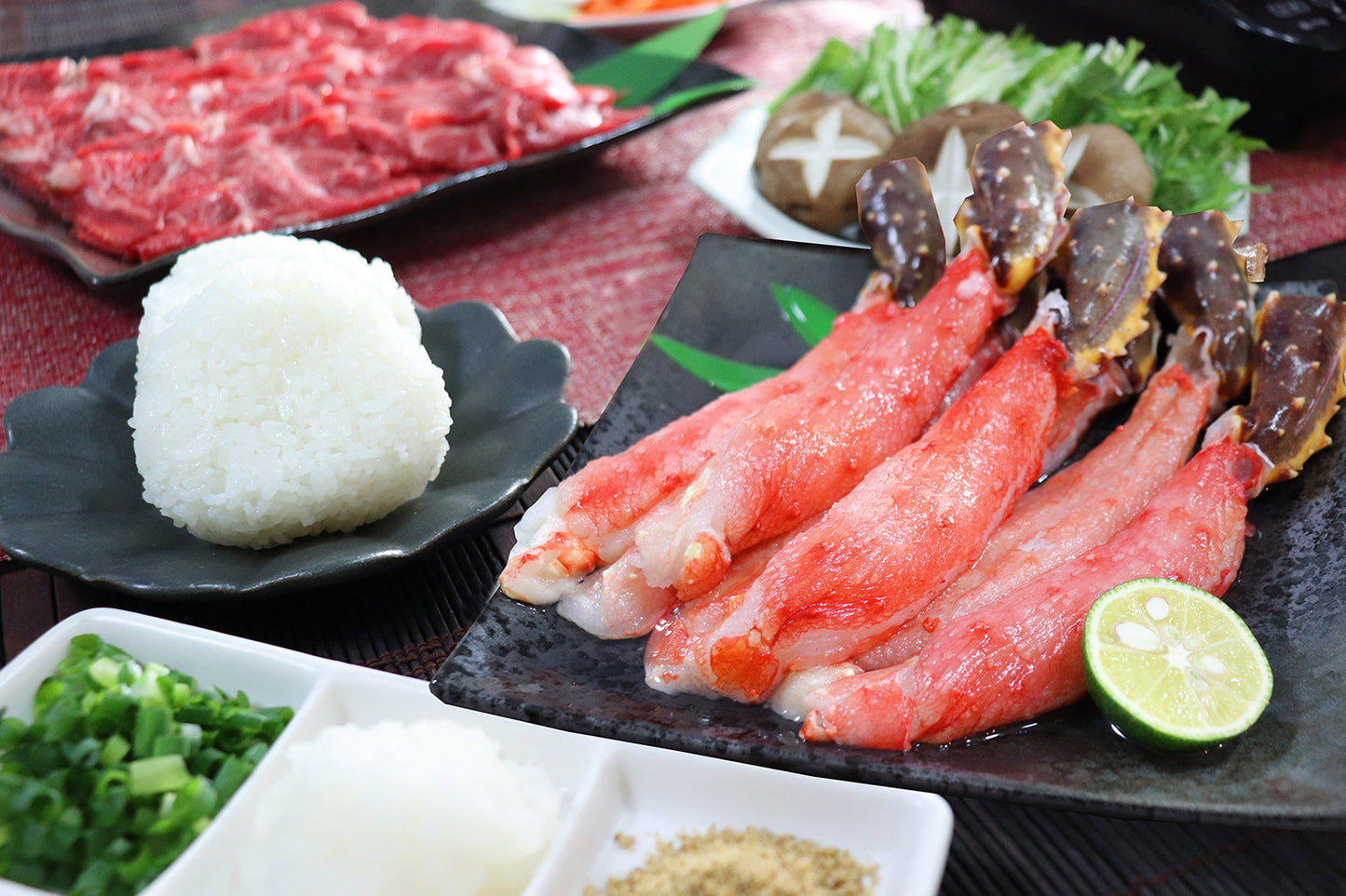 ずわい蟹ポーション & たらば蟹ポーション & 十勝産牛肩ロースのしゃぶしゃぶセット