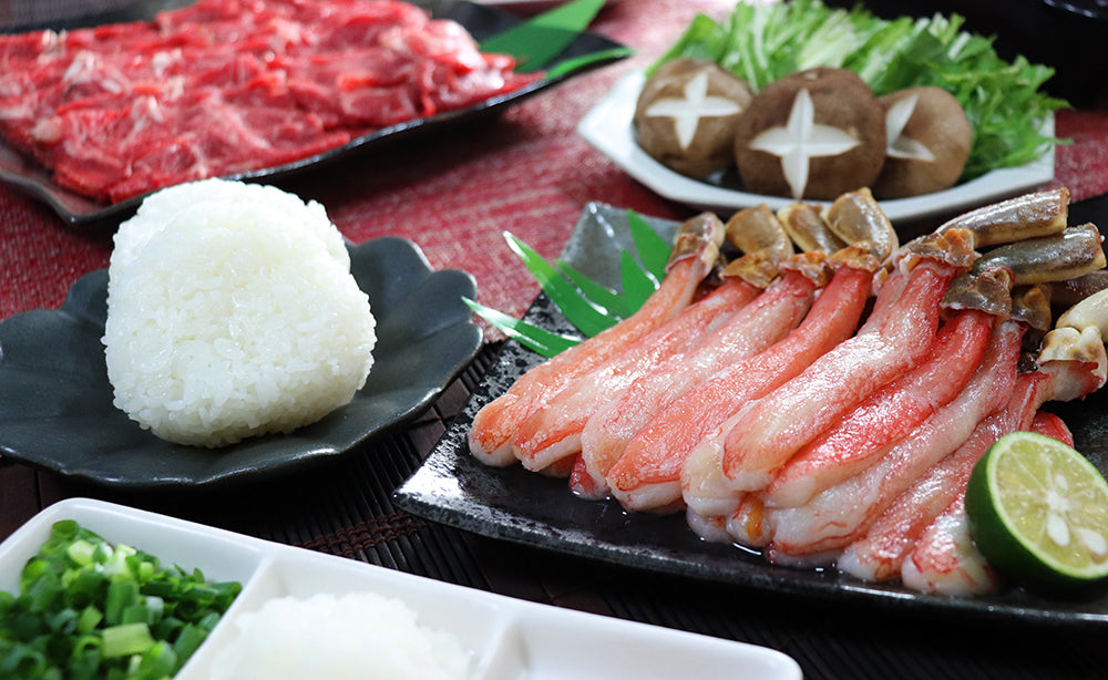 ずわい蟹ポーション & たらば蟹ポーション & 十勝産牛肩ロースのしゃぶしゃぶセット